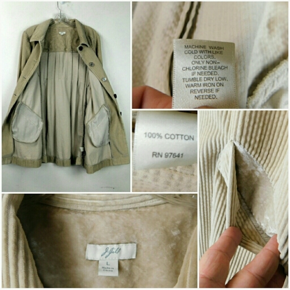 J. Jill Corduroy coat Faux Fur Accents Tan Large - Picture 8 of 8